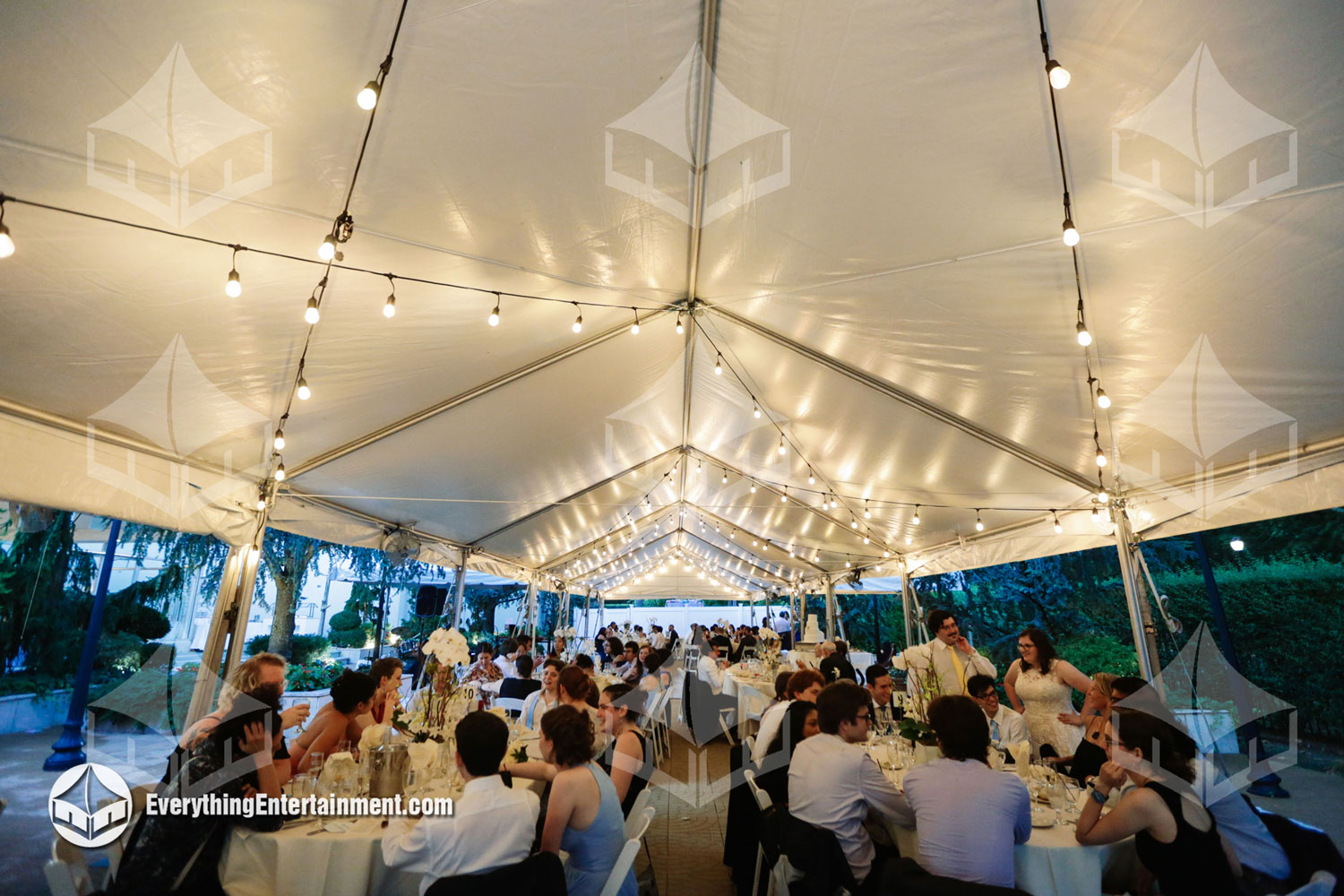 20x120 Frame Tent with wedding interior