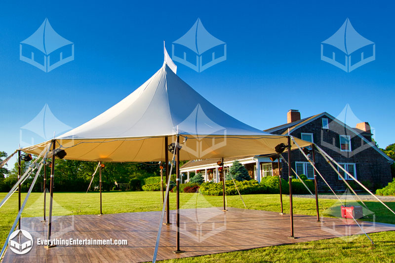 sail cloth tent setup for backyard wedding