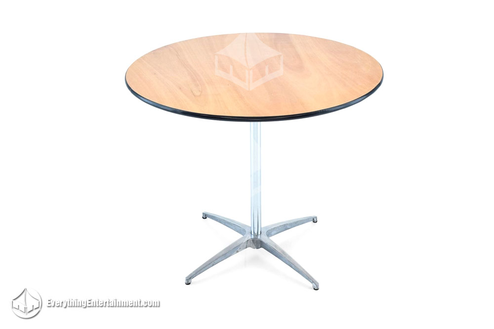 36" round table on white background