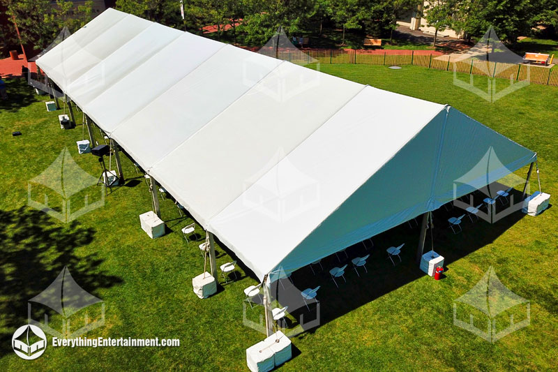 40x100 foot frame tent aerial view