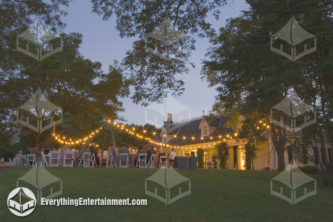 string lights setup for an outdoor event