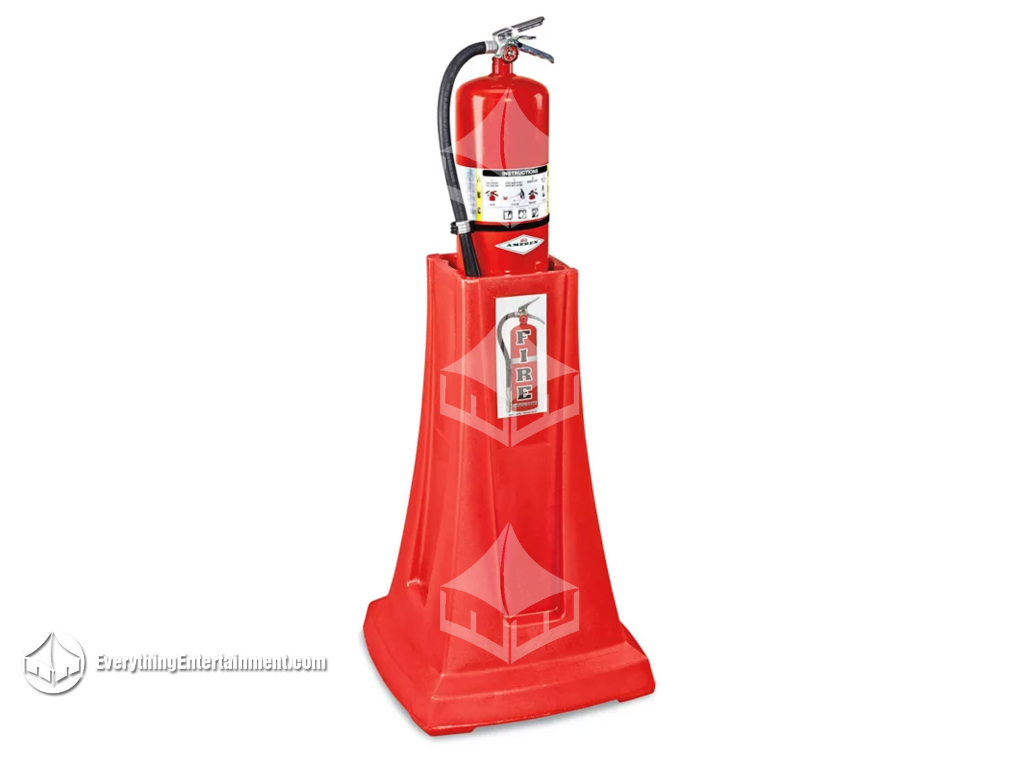Fire Extinguisher Stand with fire extinguisher on white background