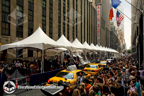 High Peak Marquee Tents setup on the street for a Movie Premiere at Radio City Music Hall
