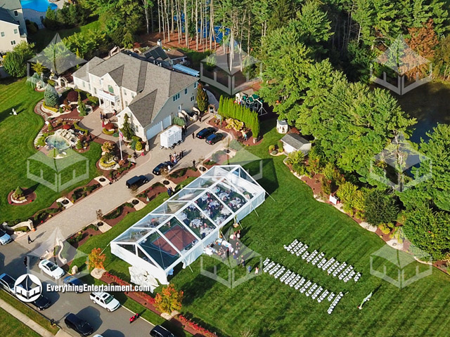 Aerial view of Clear top wedding tent