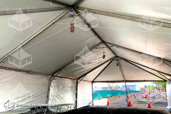 30x60-foot tent with lighting for COVID-19 Testing.