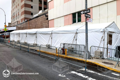 10x90 foot tent with walls, doors, floor, and HVAC for COVID-19 Corona-Virus Triage and Vaccine.